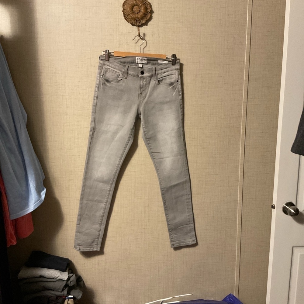 Frame Denim Light Gray Skinny Jeans